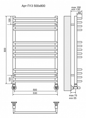 Арт П13 500х800 Полотенцесушитель TERMINUS Усть-Илимск - фото 3 Арт П13 500х800 Полотенцесушитель TERMINUS Усть-Илимск - фото 3