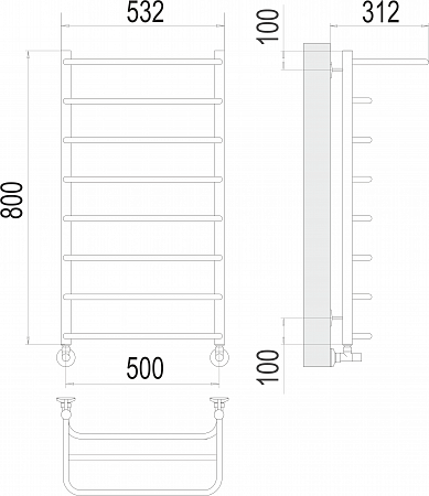 Полка П8 500х800  Полотенцесушитель  TERMINUS Усть-Илимск - фото 3