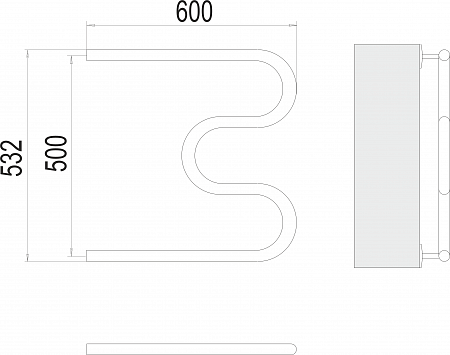 М-обр AISI 32х2 500х600 Полотенцесушитель  TERMINUS Усть-Илимск - фото 3