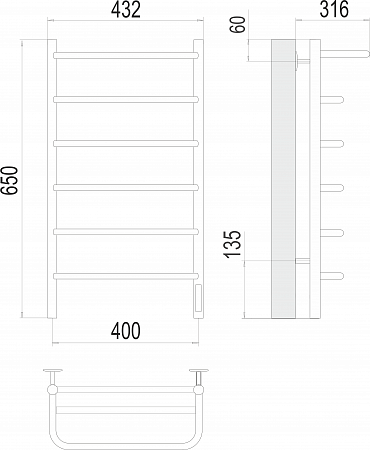 Полка П6 400х650 Электро (quick touch) Полотенцесушитель  TERMINUS Усть-Илимск - фото 3