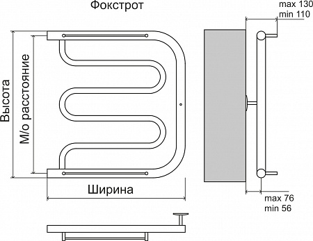 Фокстрот AISI 32х2 500х600 Полотенцесушитель  TERMINUS Усть-Илимск - фото 3