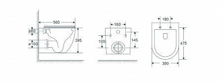 Подвесной унитаз безободковый Terminus Енисей Монолит 560х390 белый Усть-Илимск - фото 8