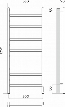 Ното П12 500х1250 Электро (quick touch) Полотенцесушитель TERMINUS Усть-Илимск - фото 3