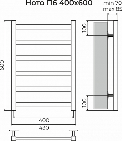 Ното П6 400х600 Полотенцесушитель TERMINUS Усть-Илимск - фото 3