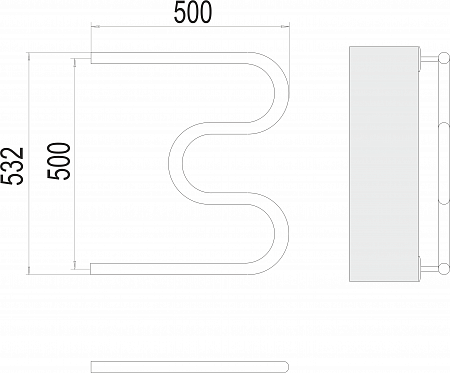 М-обр AISI 32х2 500х500 Полотенцесушитель  TERMINUS Усть-Илимск - фото 3
