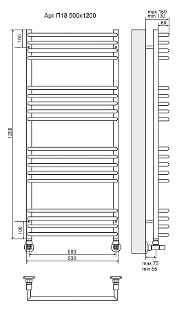 Арт П18 500х1200 Полотенцесушитель TERMINUS Усть-Илимск - фото 3 Арт П18 500х1200 Полотенцесушитель TERMINUS Усть-Илимск - фото 3