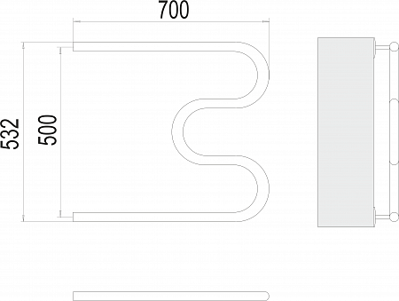 М-обр AISI 32х2 500х700 Полотенцесушитель  TERMINUS Усть-Илимск - фото 3