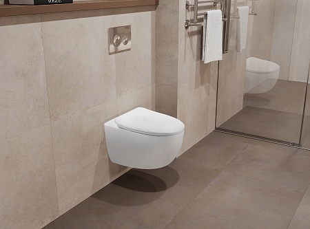 Подвесной унитаз безободковый Terminus Енисей Монолит 560х390 белый Усть-Илимск - фото 1