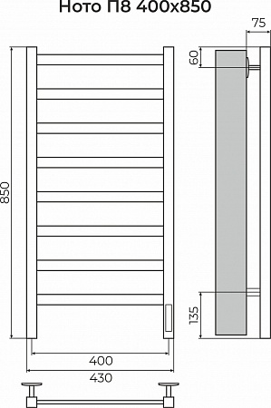 Ното П8 400х850 Электро (quick touch) Полотенцесушитель TERMINUS Усть-Илимск - фото 3