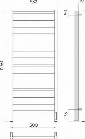 Аврора П12 500х1250 Электро (quick touch) Полотенцесушитель TERMINUS Усть-Илимск - фото 3