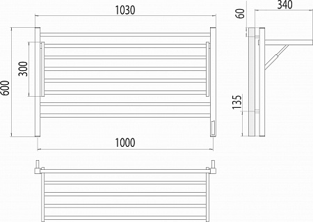 Горизонт П8 1000х600 электро КС ЧЕРНЫЙ МУАР (sensor quick touch) Полотенцесушитель TERMINUS Усть-Илимск - фото 5