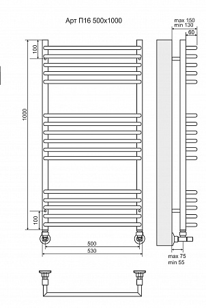 Арт П16 500х1000 Полотенцесушитель TERMINUS Усть-Илимск - фото 3 Арт П16 500х1000 Полотенцесушитель TERMINUS Усть-Илимск - фото 3