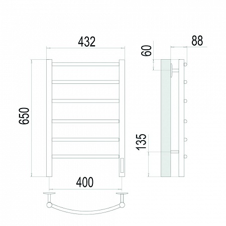 Классик П6 400х650 Электро (quick touch) Полотенцесушитель TERMINUS Сатин Усть-Илимск - фото 4